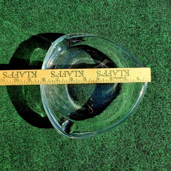 VTG MCM Clear Glass Ashtray 8in Triangular 3lb, 6oz Heavy 3 Slot Cigar Cigarette - Picture 3 of 9